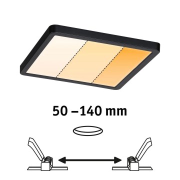 Paulmann 93101 - LED/13W IP44 Badezimmer-Einbauleuchte AREO 230V 2000/3000/4000K 17,5x17,5 cm schwarz