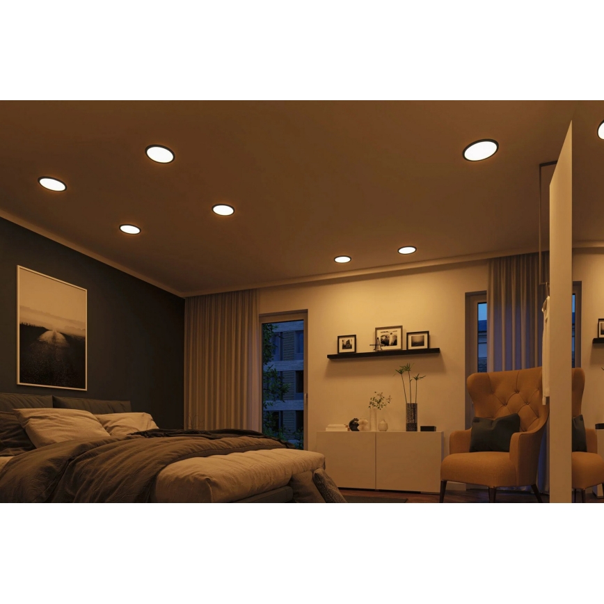 Paulmann 93102 - LED/16W IP44 Badezimmer-Einbauleuchte AREO 230V 2000/3000/4000K Ø 23 cm schwarz
