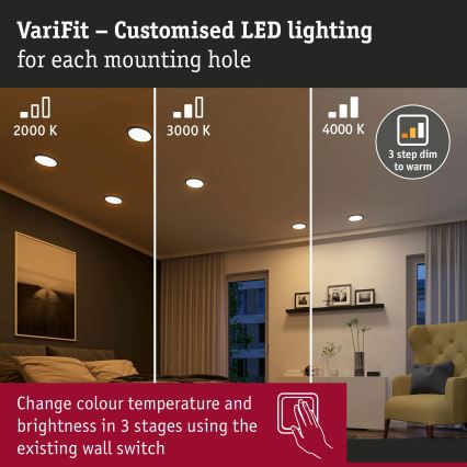 Paulmann 93102 - LED/16W IP44 Faretto da incasso per bagno AREO 230V 2000/3000/4000K Ø 23 cm nero