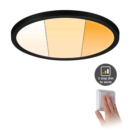 Paulmann 93102 - Plafonnier encastré LED AREO 16W IP44 pour salle de bains - 230V - 2000/3000/4000K - Ø 23 cm - noir