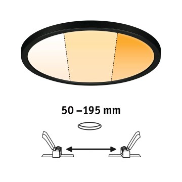 Paulmann 93102 - Luminaire encastré pour salle de bains AREO, LED 16 W dimmable, IP44, 230 V, 2000/3000/4000 K, Ø 23 cm, noir