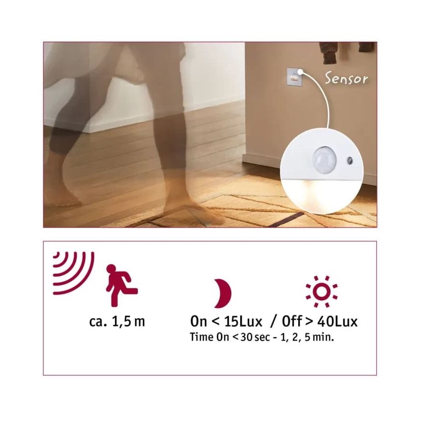 Paulmann 93133 - Spot d'escalier avec détecteur EDGE LED/1,2W 230V blanc