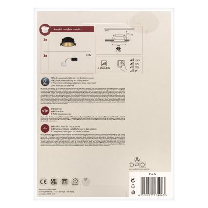 Paulmann 93404 - SADA 3xLED/6,5W IP44 Lampada da incasso bagno dimmerabile COLE 230V