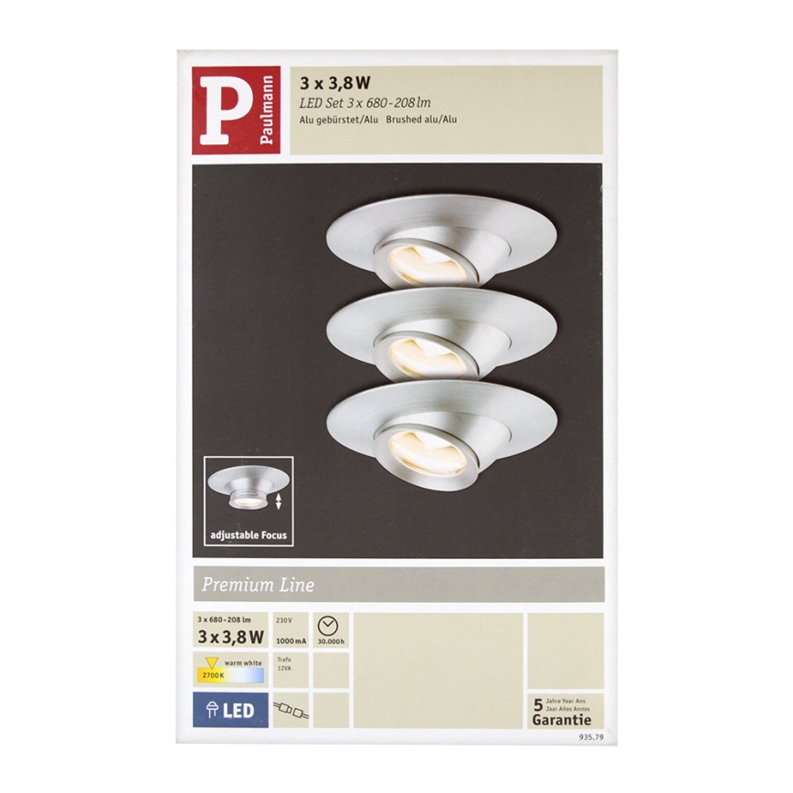 Paulmann 93579 - KIT 3xLampada LED da incasso 3xLED/3,8W/230/12V