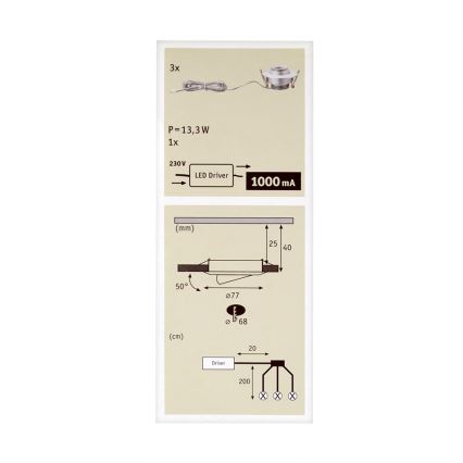 Paulmann 93579 - KIT 3xLampada LED da incasso 3xLED/3,8W/230/12V