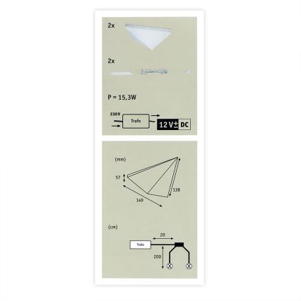 Paulmann 93584 - LOT 2xLED/6,2W IP44 Éclairage de meubles KITE 230V
