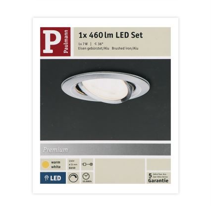 Paulmann 93603 - LED-GU10/7W IP23 Luminaire encastré de salle de bain à intensité variable NOVA 230V