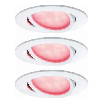 Paulmann 93940 -SET 3x LED RGBW/2W IP23 Dimmbare Einbauleuchte für Badezimmer 230V