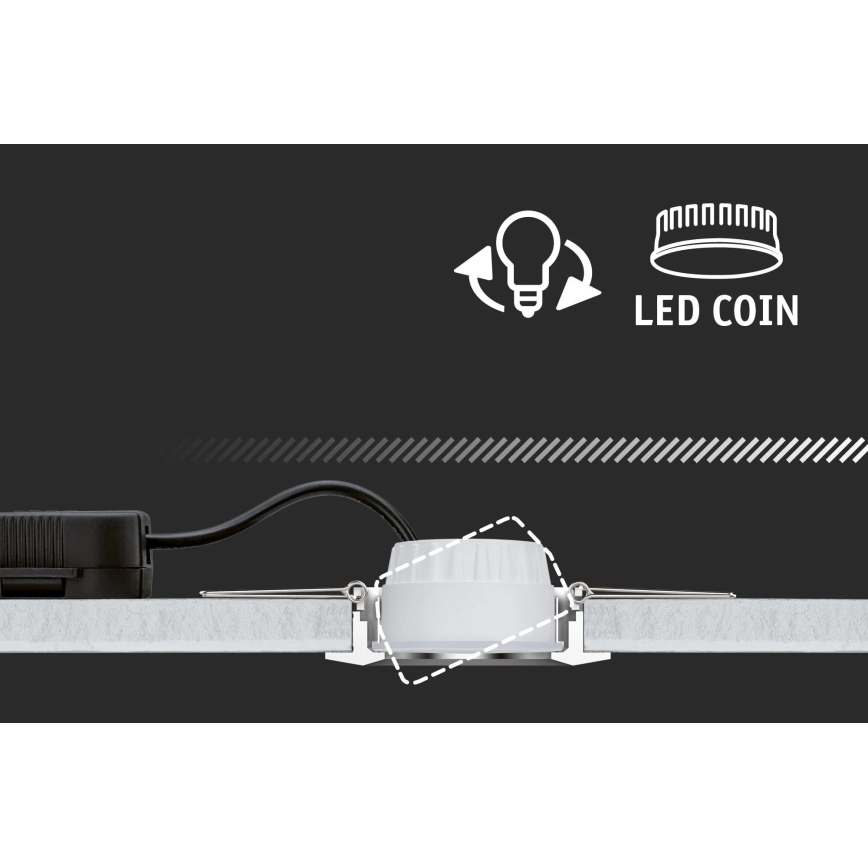 Paulmann 93942 - LOT 3x Spot encastrable salle de bain à intensité variable LED/6,8W IP23 COIN 230V