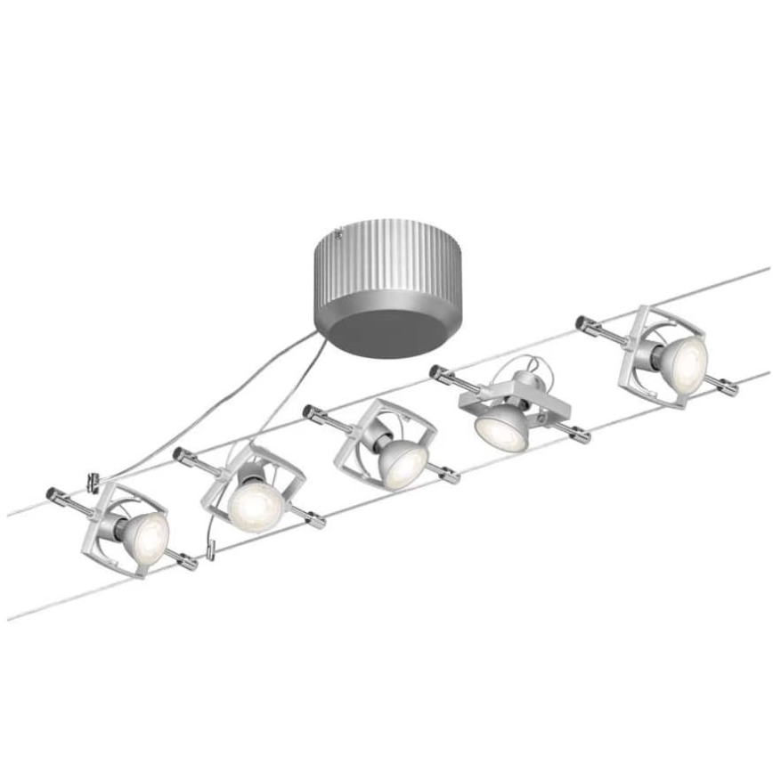 Paulmann 94133 - LOT 5xGU5,3/10W Spot pour système de câble MAC 230V chrome mat