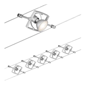 Paulmann 94133 - Pack de 5 GU5.3/10 W, système complet sur câble MAC 230 V, chrome mat