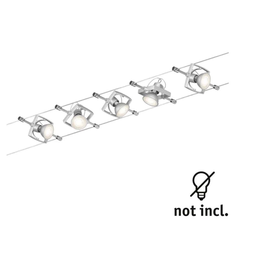 Paulmann 94133 - SET 5xGU5,3/10W Faretto per sistema di corde MAC 230V cromo opaco