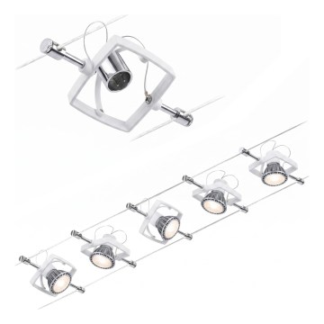 Paulmann 94134 - 5er-Set GU5,3/10W, komplettes Seilsystem MAC 230V, weiß