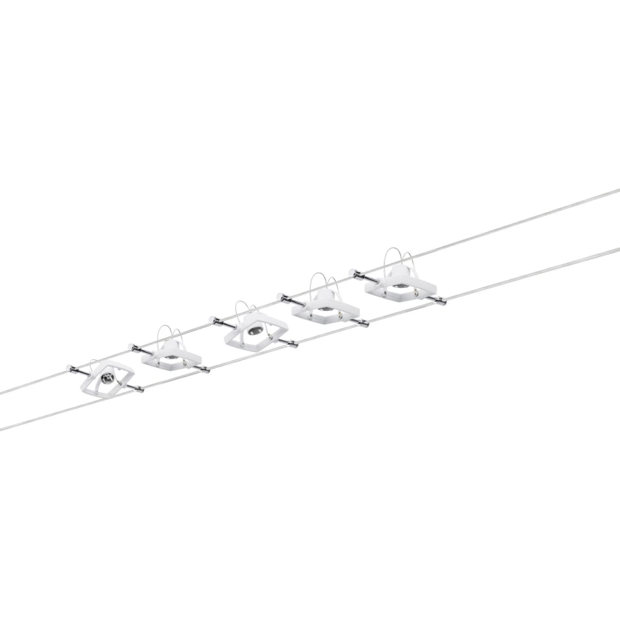 Paulmann 94134 - 5er-Set GU5,3/10W, komplettes Seilsystem MAC 230V, weiß