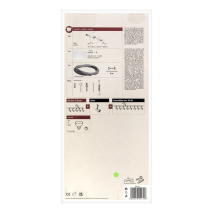 Paulmann 94134 - ENSEMBLE 5xGU5,3/10W Système complet sur câble MAC 230V blanc