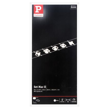 Paulmann 94134 - SET 5x GU5,3/10W Sistema a cavo completo MAC 230V bianco