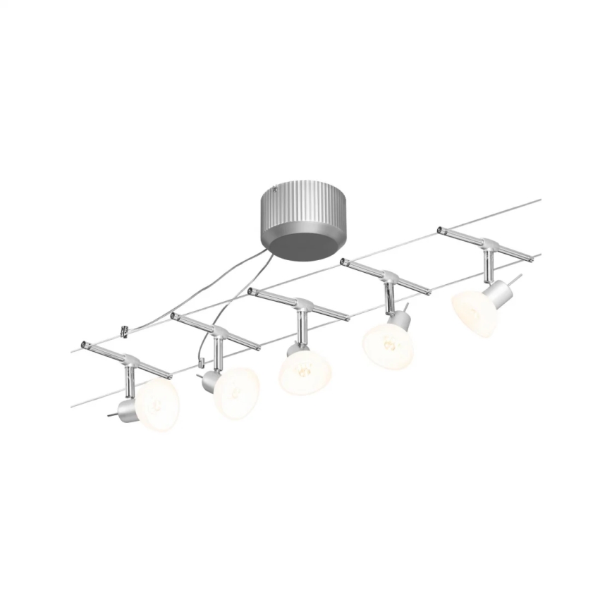 Paulmann 94136 - SET 5xGU5,3/10W komplettes Seilsystem SHEELA 230V glänzender Chrom