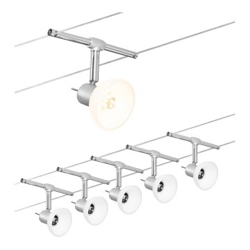 Paulmann 94136 - SET 5xGU5,3/10W Sistema completo a cavo SHEELA 230V, cromo lucido