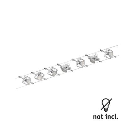 Paulmann 94152 - SET 7x GU5,3/10W Komplettes Seilsystem MAC 230V matt-chrom
