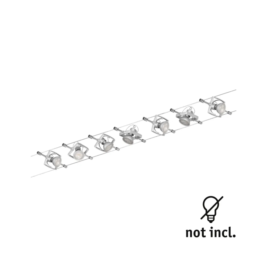 Paulmann 94152 - SET 7x GU5,3/10W Komplettes Seilsystem MAC 230V matt-chrom