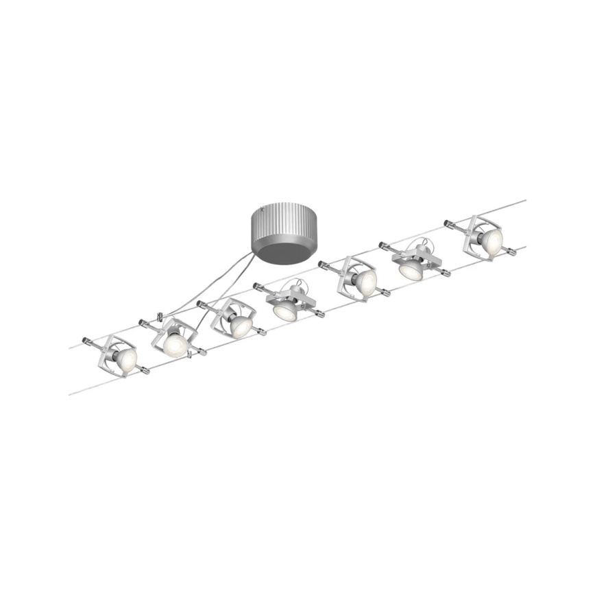Paulmann 94152 - SET 7x GU5,3/10W Komplettes Seilsystem MAC 230V matt-chrom