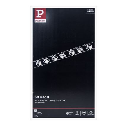 Paulmann 94152 - SET 7x GU5,3/10W Komplettes Seilsystem MAC 230V matt-chrom