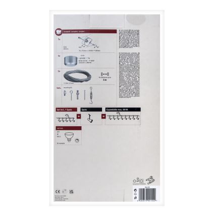 Paulmann 94152 - SET 7x GU5,3/10W Komplettes Seilsystem MAC 230V matt-chrom