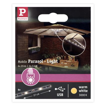 Paulmann 94219 - Illuminazione per ombrellone LED/1,8W 5V/USB 2,02m