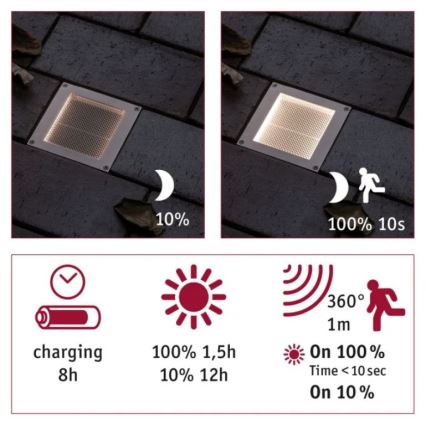 Paulmann 94238 - LED/0,7W IP67 Spot solaire encastrable dans sol ARON 3,7V 650 mAh
