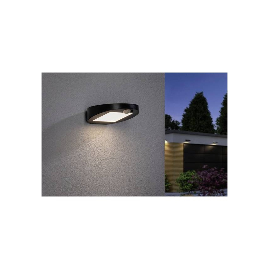Paulmann 94246 - Luminaire solaire extérieur avec détecteur LED/1,2W IP44 Outdoor solar light with sensor RYSE 3,7V