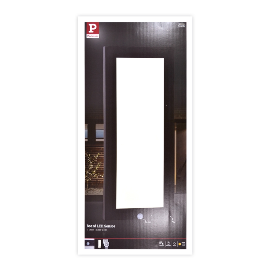 Paulmann 94256_1 - LED/10W IP44 Plafonnier extérieur avec détecteur 230V