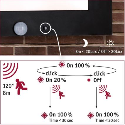 Paulmann 94257_1 - LED/19W IP44 Outdoor-Deckenleuchte mit Sensor 230V