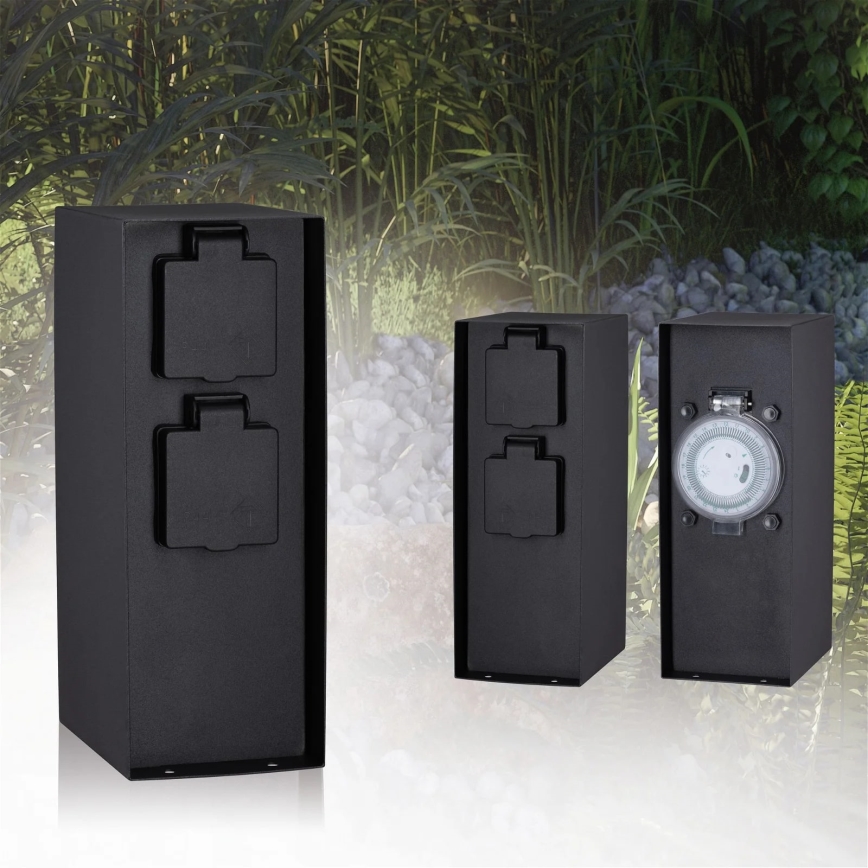 Paulmann 94314 - Colonna per prese da esterno con timer 2Z SCHUKO