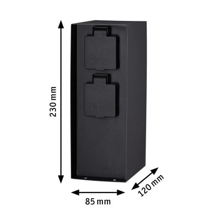 Paulmann 94314 - Colonne de prises extérieure avec minuteur 2Z SCHUKO