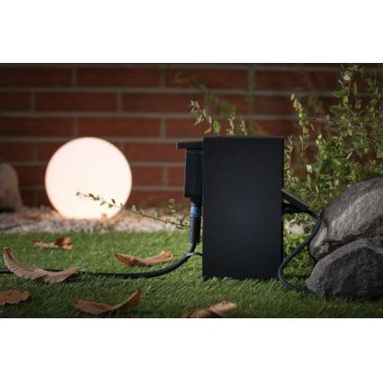 Paulmann 94315 -Multipresa verticale da esterno con sensore crepuscolare RIO 3Z SCHUKO 230V IP44