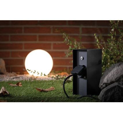 Paulmann 94315 - Outdoor-Steckdosensäule mit Dämmerungssensor RIO 3Z SCHUKO 230V IP44