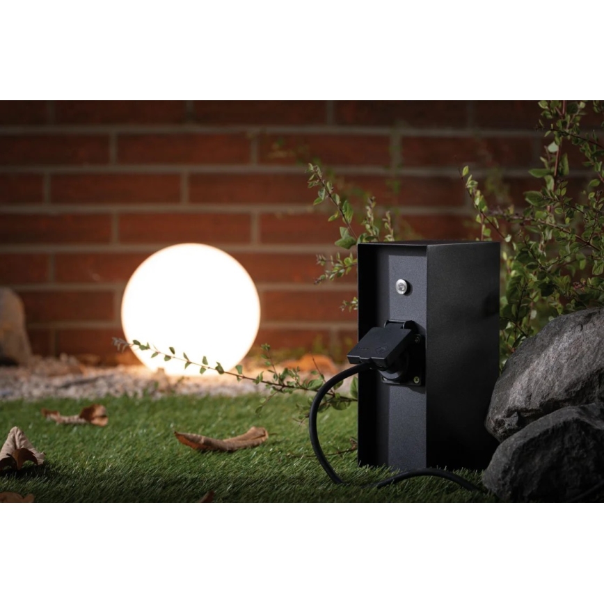 Paulmann 94315 - Outdoor-Steckdosensäule mit Dämmerungssensor RIO 3Z SCHUKO 230V IP44