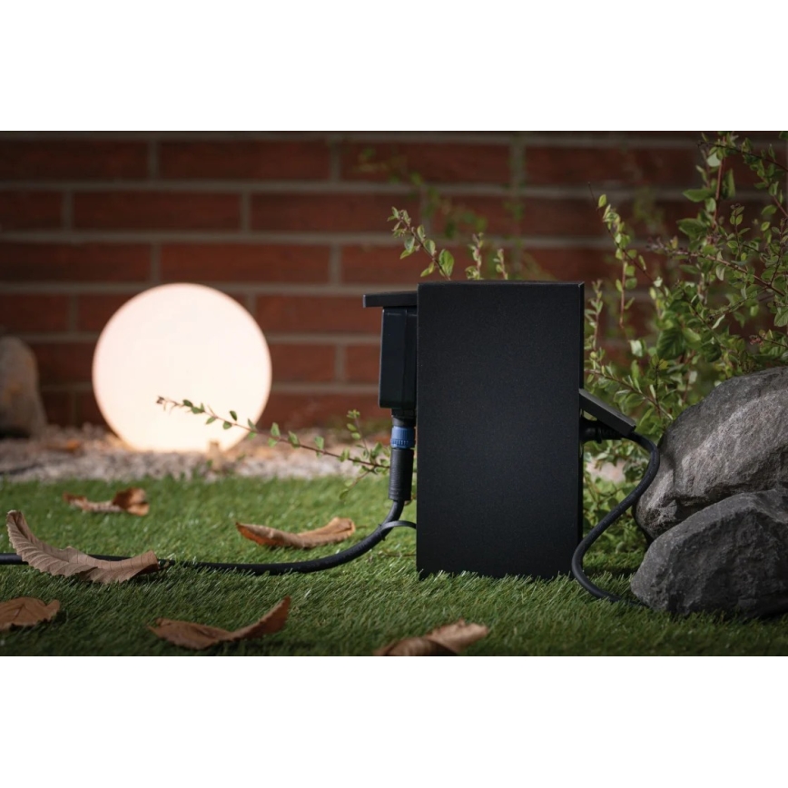 Paulmann 94315 - Outdoor-Steckdosensäule mit Dämmerungssensor RIO 3Z SCHUKO 230V IP44