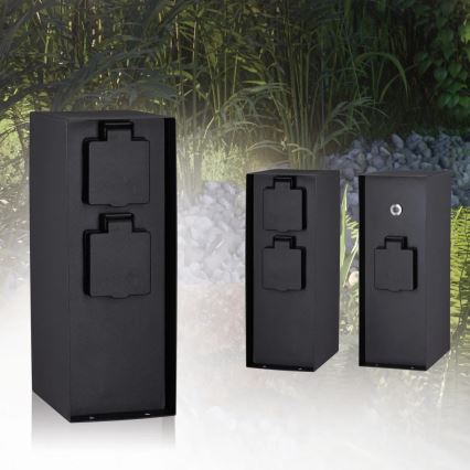 Paulmann 94315 - Outdoor-Steckdosensäule mit Dämmerungssensor RIO 3Z SCHUKO 230V IP44