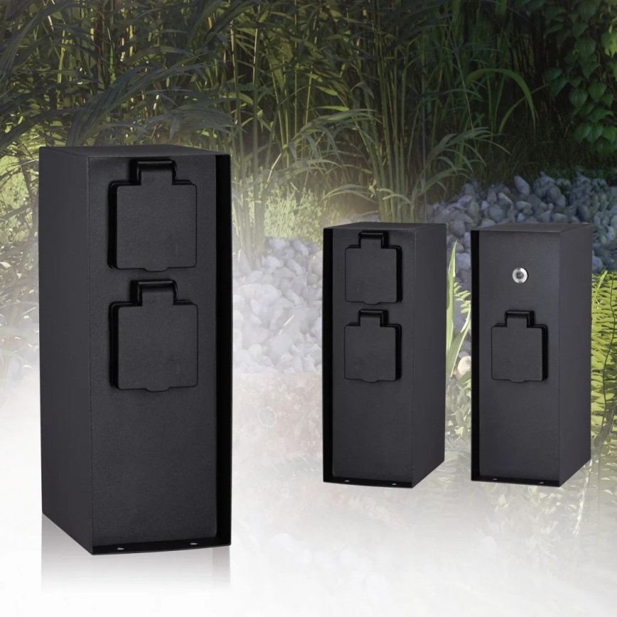 Paulmann 94315 - Outdoor-Steckdosensäule mit Dämmerungssensor RIO 3Z SCHUKO 230V IP44