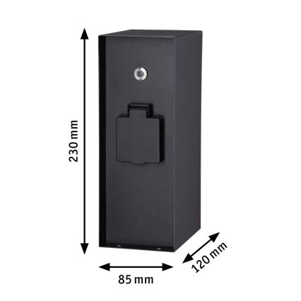 Paulmann 94315 - Outdoor-Steckdosensäule mit Dämmerungssensor RIO 3Z SCHUKO 230V IP44