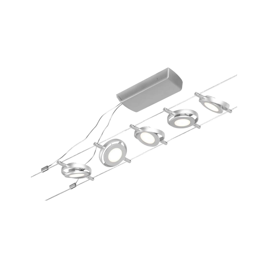 Paulmann 94414 - SET 5xLED/4,5W Strahler für ein Seilsystem ROUNDMAC 230V glänzendes Chrom