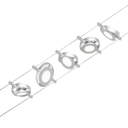 Paulmann 94414 - SET 5xLED/4,5W Strahler für ein Seilsystem ROUNDMAC 230V glänzendes Chrom