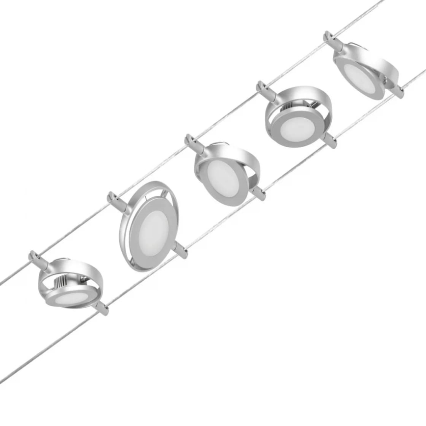 Paulmann 94414 - SET 5xLED/4,5W Strahler für ein Seilsystem ROUNDMAC 230V glänzendes Chrom