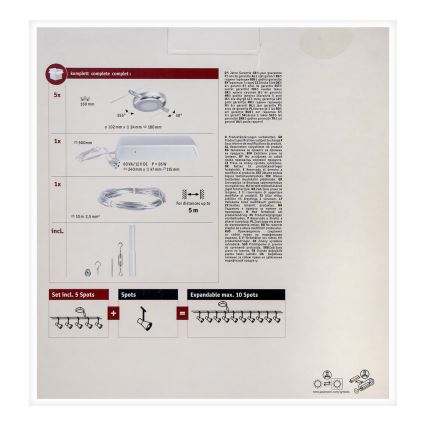 Paulmann 94414 - SET 5xLED/4,5W Strahler für ein Seilsystem ROUNDMAC 230V glänzendes Chrom