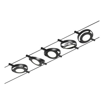 Paulmann 94418 - Set 5xLED/4,5W Sistema completo a cavo ROUNDMAC 230V nero