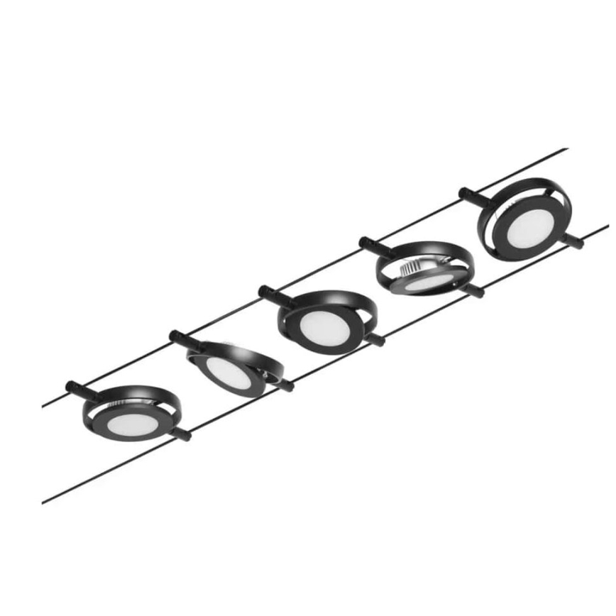 Paulmann 94418 - SET 5xLED/4,5W Strahler für ein Seilsystem ROUNDMAC 230V schwarz
