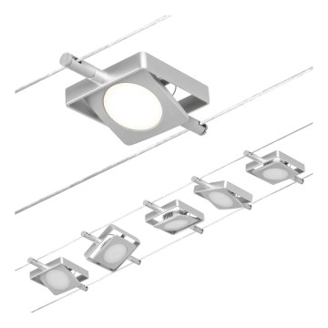 Paulmann 94420 - SET 5xLED/4,5W Komplettes Seilsystem MAC 230V mattchrom