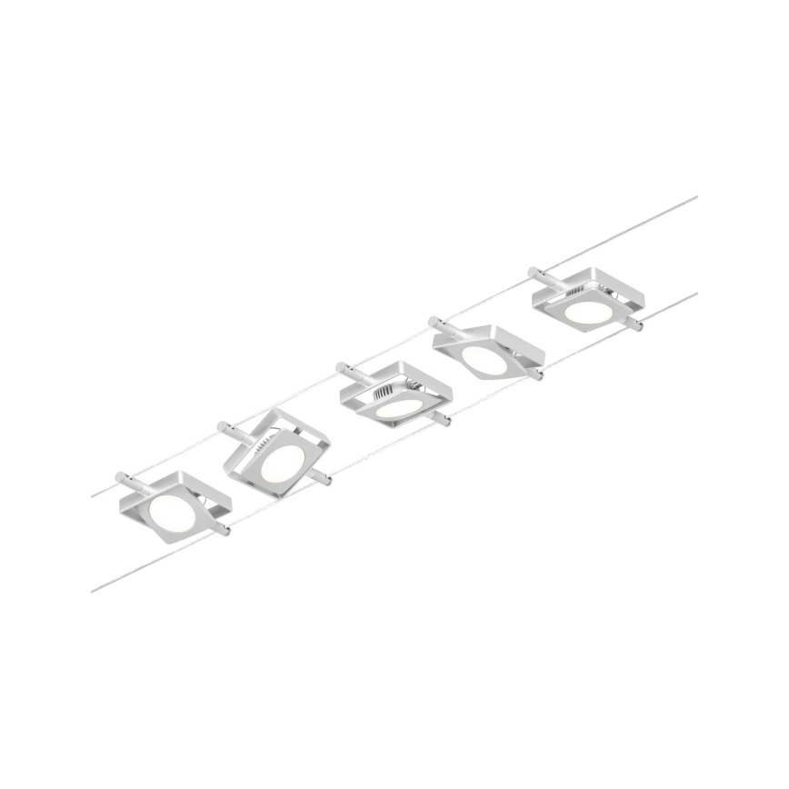 Paulmann 94420 - SET 5xLED/4,5W Komplettes Seilsystem MAC 230V mattchrom