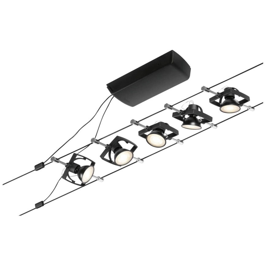 Paulmann 94434 - SET 5xGU5,3/10W Faretto per sistema di corde MAC 230V nero